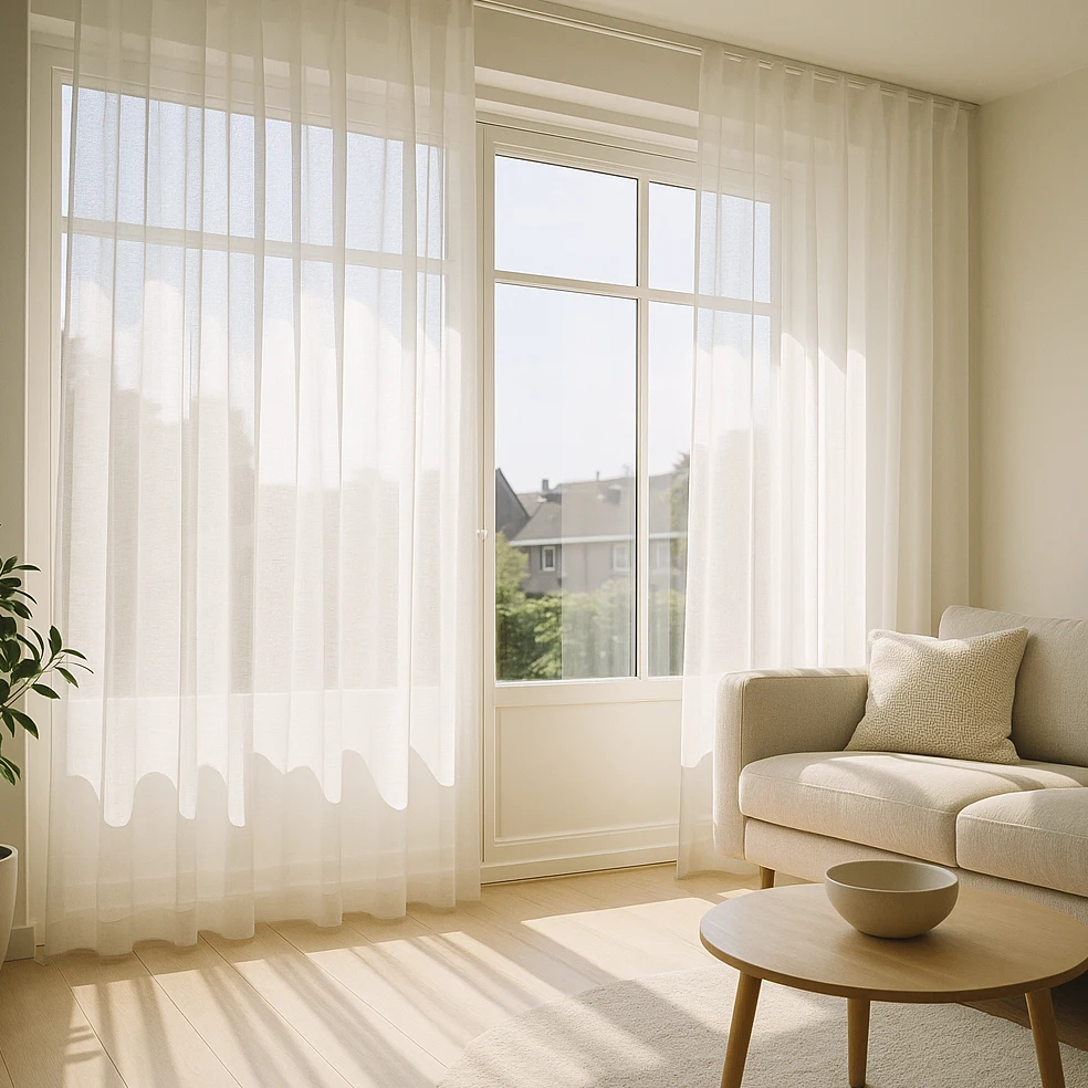 Vitrage gordijnen met zachte lichtdiffusie en subtiele privacy