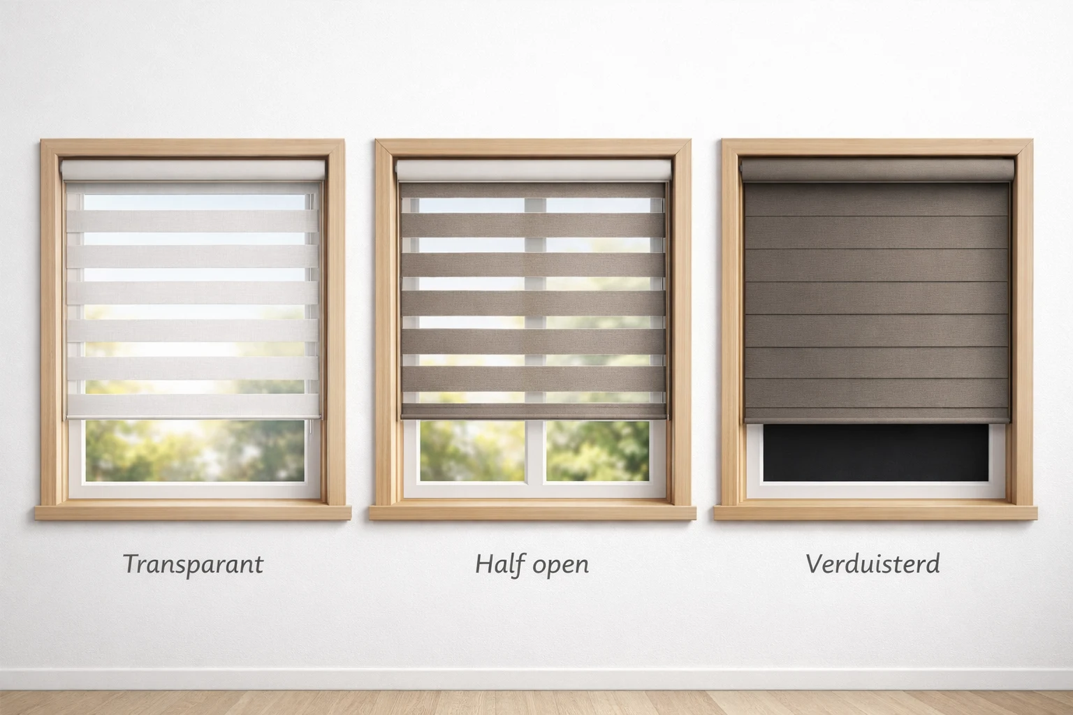 Werking van duo rolgordijnen - transparante en verduisterende banen